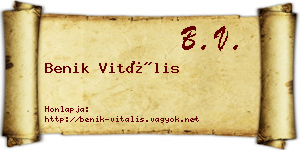 Benik Vitális névjegykártya